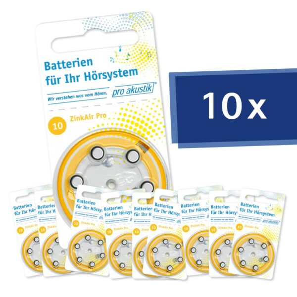 Pro Akustik Premium Hörgerätebatterien | 10 Blister - 10 (gelb)